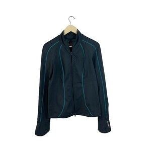 Zella Medium Jacket Top Zip Front Athletic Gray Long Sleeve Stretch Womens